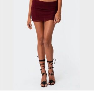 Edikted Deep Red Mini Skirt